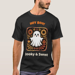 Camiseta Hey Boo Ghost Retro Halloween Spooky Cuido Octubre