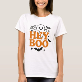 Camiseta Hey Boo | Hallo femenino de Naranja y fantasma neg