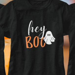 Camiseta Hey Boo Naranja Black Funny Halloween Ghost