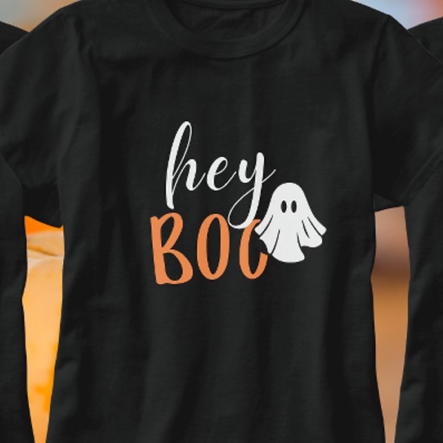 Camiseta Hey Boo Naranja Black Funny Halloween Ghost (Subido por el creador)
