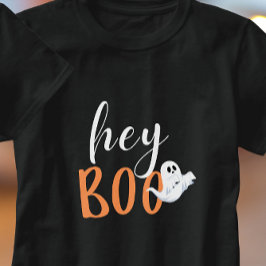 Camiseta Hey Boo Naranja Black Funny Halloween Ghost
