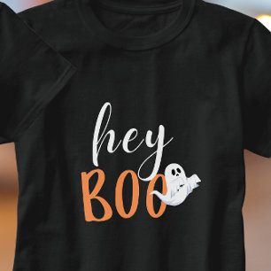 Camiseta Hey Boo Naranja Black Funny Halloween Ghost