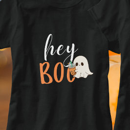 Camiseta Hey Boo Naranja Black Funny Halloween Ghost