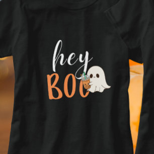 Camiseta Hey Boo Naranja Black Funny Halloween Ghost