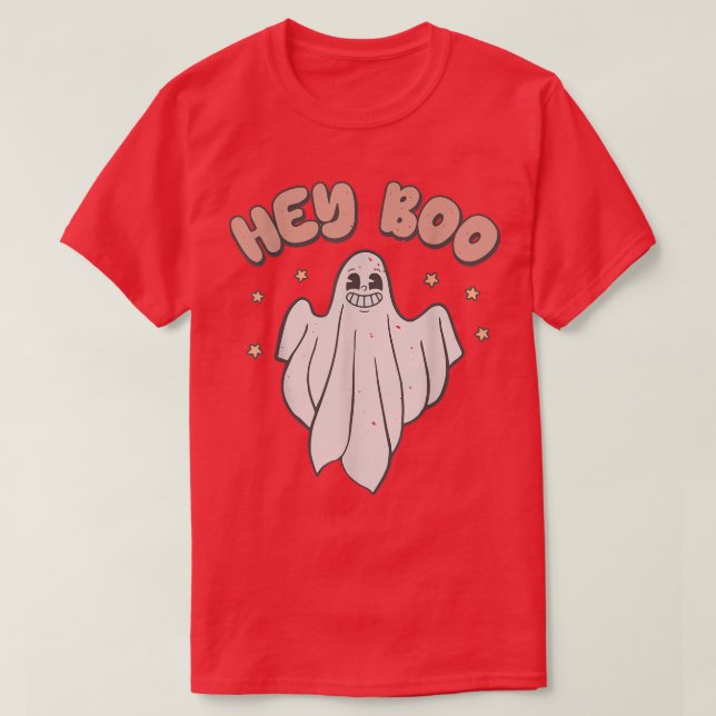 Camiseta Hey Boo Retro Cute Ghost Halloween Fall Season Pas (Diseño del anverso)