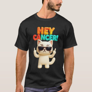 Camiseta Hey Cáncer F U Gracioso Meme Cat Dedo Medio Ca