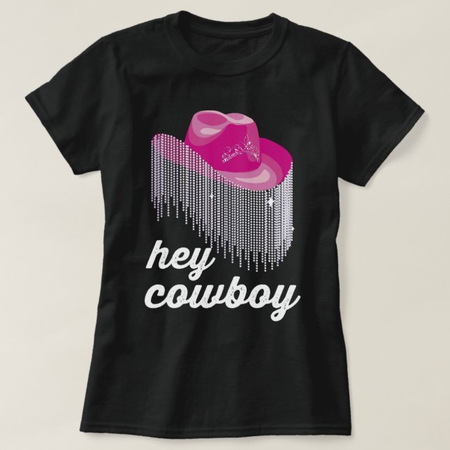 Camiseta Hey Cowboy Funny Cowgirl Gorra (Diseño del anverso)