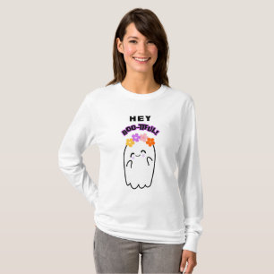Camiseta Hey Fantasma Boo-Hermoso con Flores Halloween espe