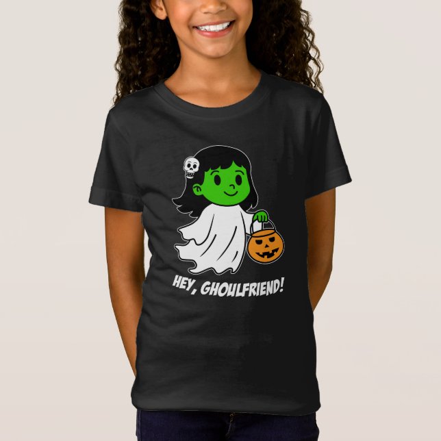 Camiseta Hey Ghoulfriend Halloween Chica Cute (Anverso)
