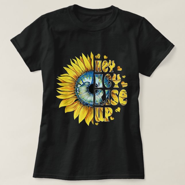Camiseta Hey, levántate la paz de los girasoles de Ucrania  (Diseño del anverso)