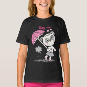 Camiseta Hey Love Panda Funny Cute Chica