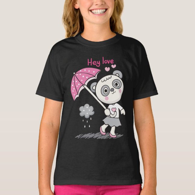 Camiseta Hey Love Panda Funny Cute Chica (Anverso)