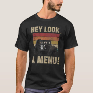 Camiseta Hey Mira Un Oso Retro De Menú Acampando