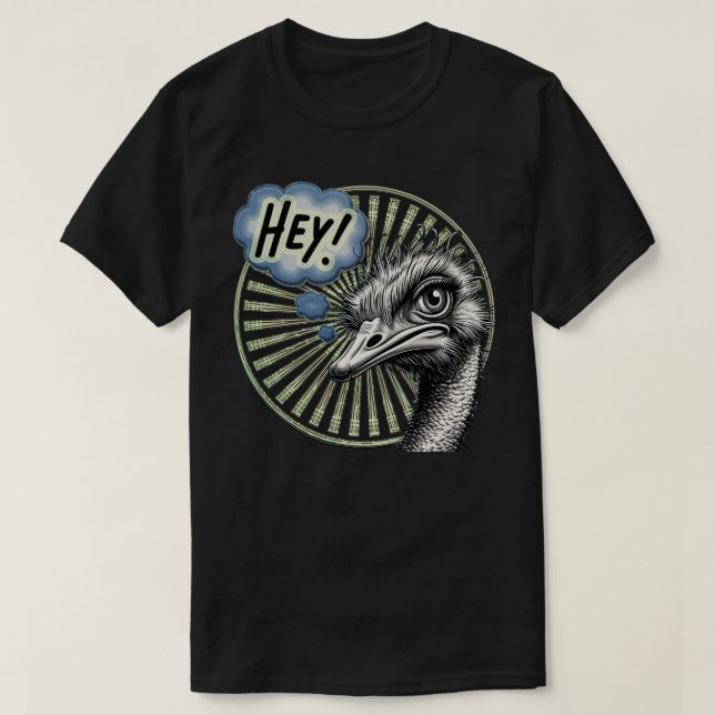 Camiseta Hey Ostrich Cartoon Bubble Tee (Diseño del anverso)