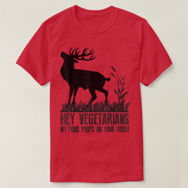 Camiseta Hey Vegetarianos Mi Comida Poops on Your Food Humo (Diseño del anverso)