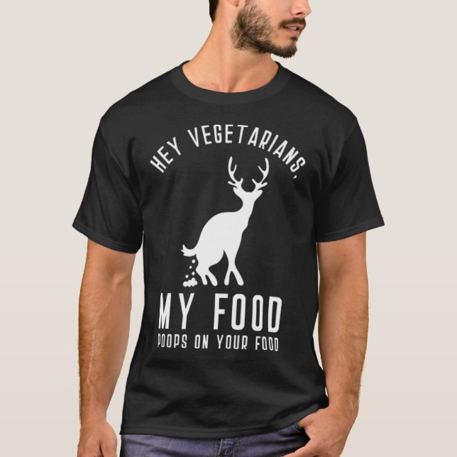 Camiseta Hey Vegetarians My Food Poops On Your Food black l (Anverso)