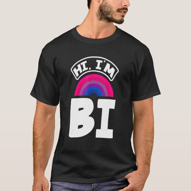 Camiseta Hi I'm Bi Funny Bi Pride Flag Bisexual (Anverso)