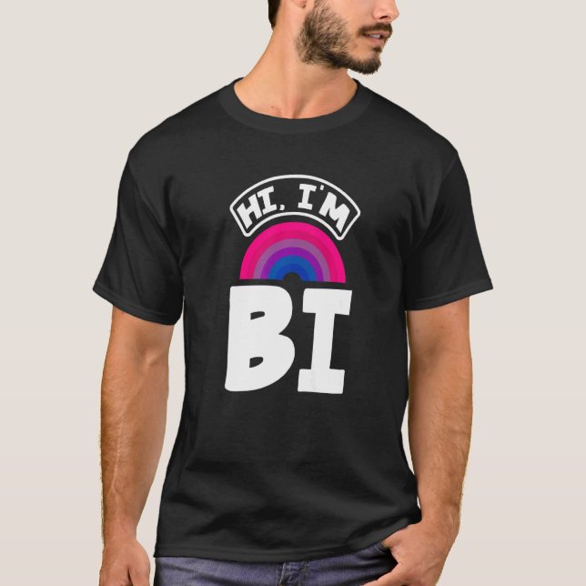 Camiseta Hi I'm Bi Funny Bi Pride Flag Bisexual Premium (Anverso)