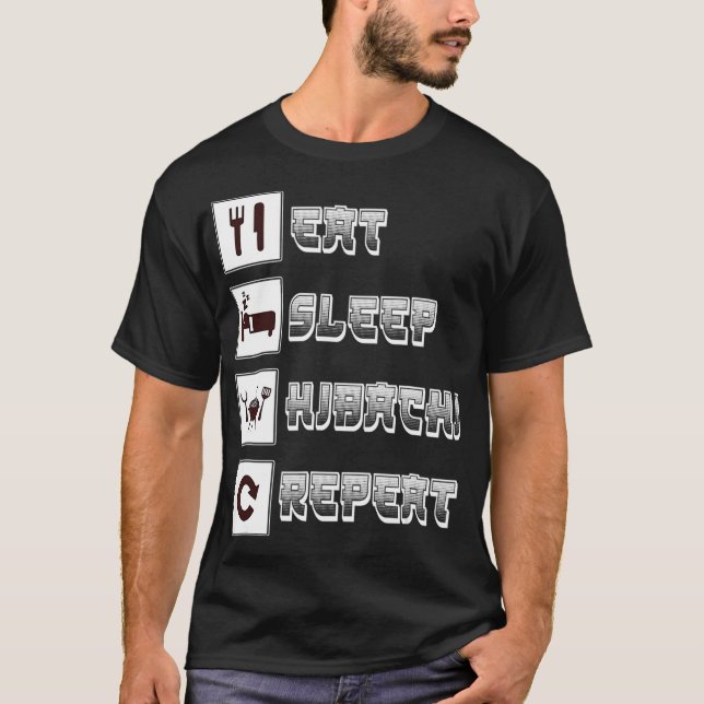 Camiseta Hibachi  Eat Sleep Hibachi Grill Repeat  Food (Anverso)