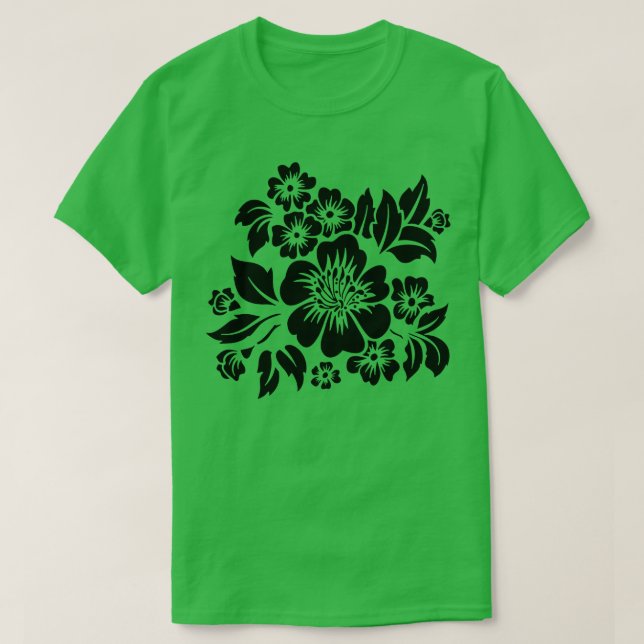Camiseta Hibiscus Floral Summer CutOut StencilStyle TShirt (Diseño del anverso)