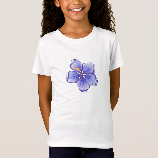 Camiseta Hibiscus & lace BLUE (Anverso)