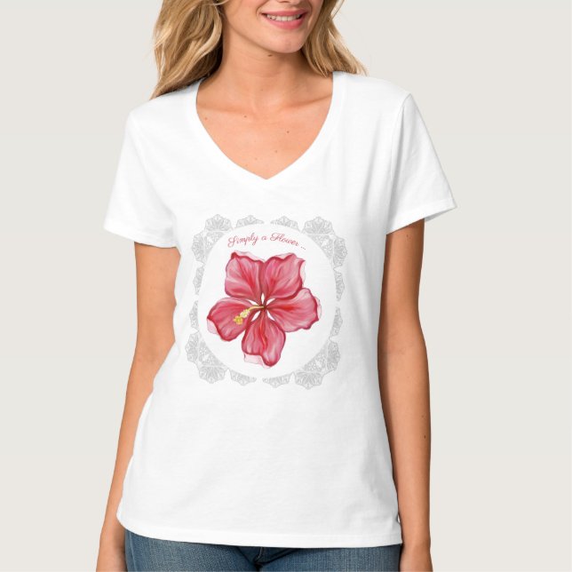 Camiseta Hibiscus & lace RED (Anverso)