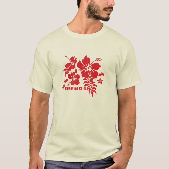 Camiseta Hibiscus Pareau Hawaii Floral en rojo para tees (Anverso)