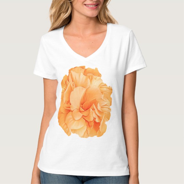 Camiseta Hibiscus Rosa Doble amarillo Petalado (Anverso)