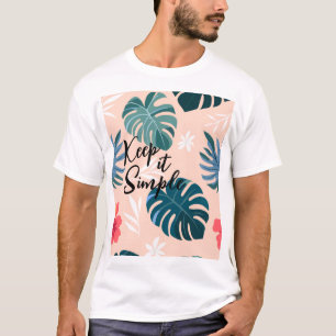 Camiseta Hibiscus tropical y patrón de hoja de monstera