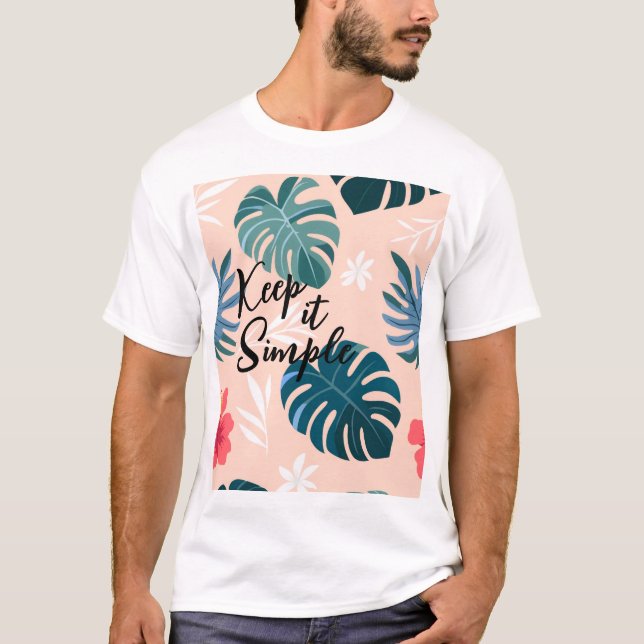 Camiseta Hibiscus tropical y patrón de hoja de monstera (Anverso)