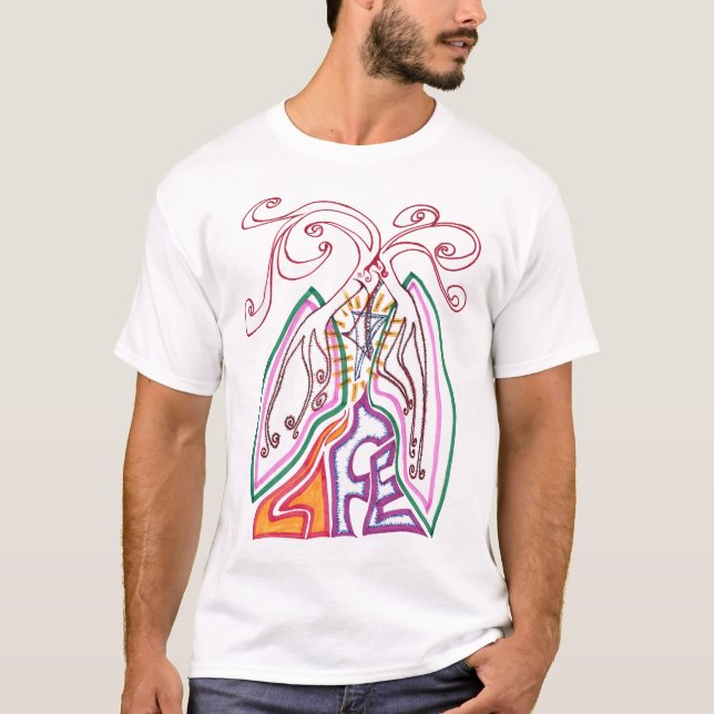 Camiseta Híbrido de la vida recicle/del vínculo (Anverso)
