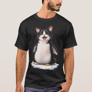 Camiseta Híbrido Divertido de Gato Pingüino Lindo