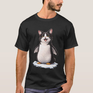 Camiseta Híbrido Divertido de Pingüino y Gato Meme de Anima