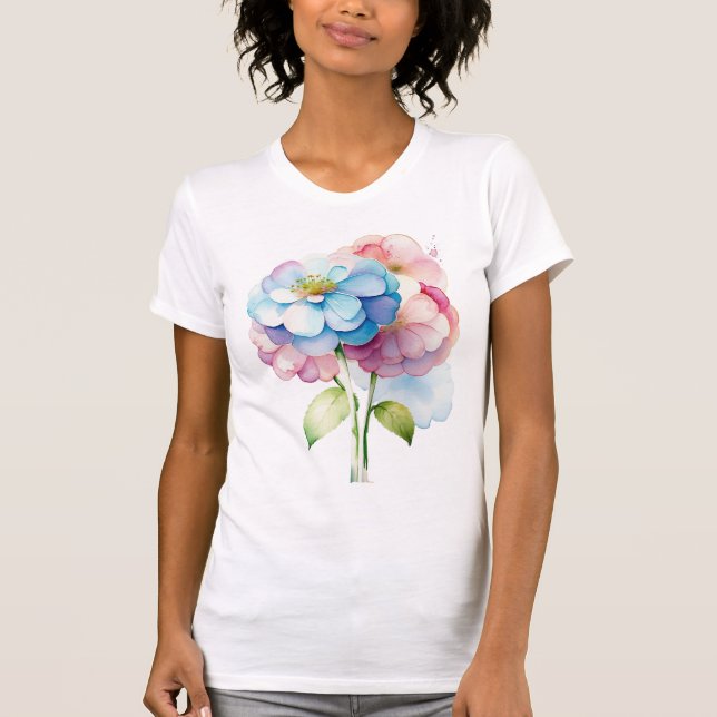 Camiseta Hidrangea Flor en acuarela (Anverso)