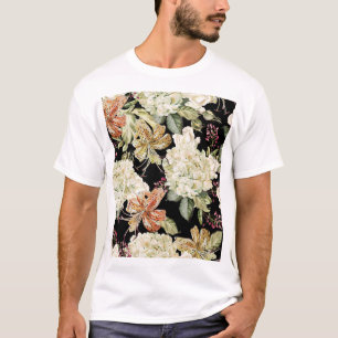 Camiseta Hidrangeas Lilies de acuarela: Patrón floral