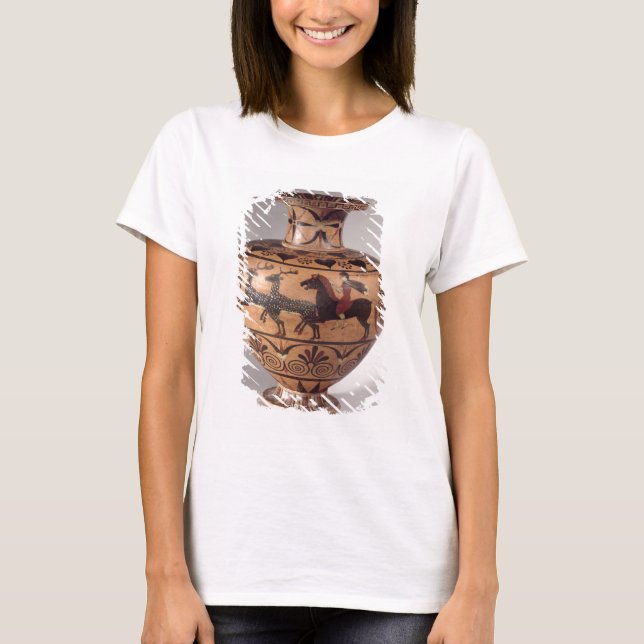 Camiseta Hidria, escena de caza, griego arcaico, figura neg (Anverso)
