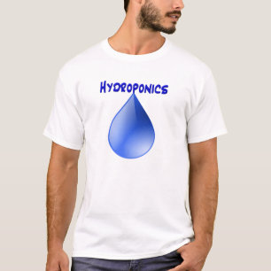 Camiseta Hidrocultivo, texto azul, descenso del agua azul