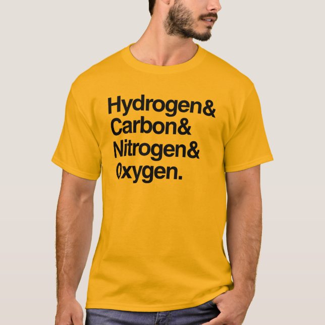 Camiseta Hidrógeno y carbono y nitrógeno y oxígeno (Anverso)