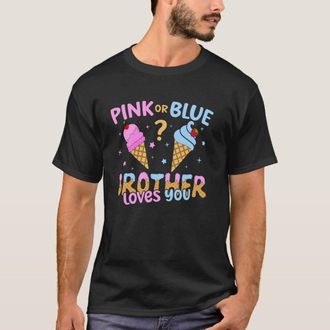 Camiseta Hielo Crema Scoop Sexo Revelar Hermano Rosa O Azul (Anverso)