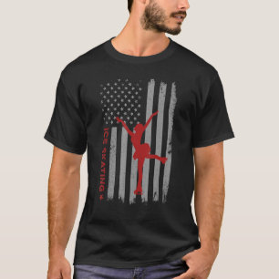 Camiseta Hielo Patinaje Bandera Americana Figura Chica de P