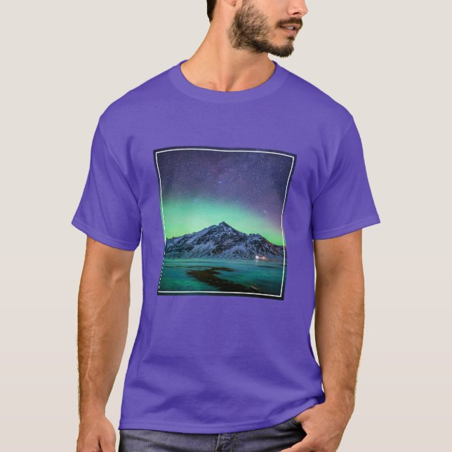 Camiseta Hielo y nieve | Aurora Borealis Vía Láctea Islandi (Anverso)