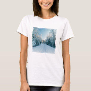 Camiseta Hielo y nieve   Camino de invierno congelado Rusia