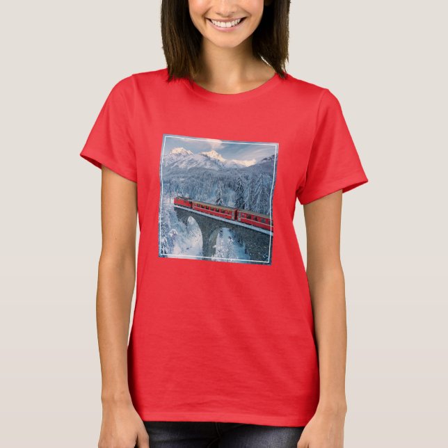 Camiseta Hielo y nieve | Red Bernina Express Train Suiza (Anverso)