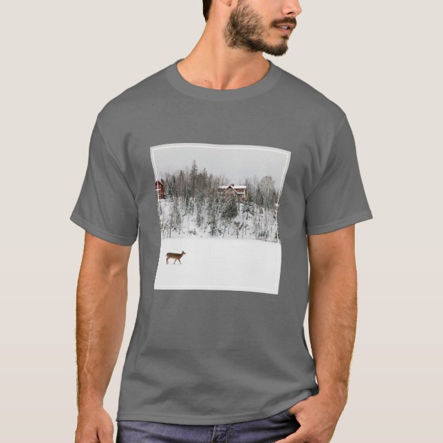 Camiseta Hielo y nieve | Venado en Quebec de nieve, Canadá (Anverso)