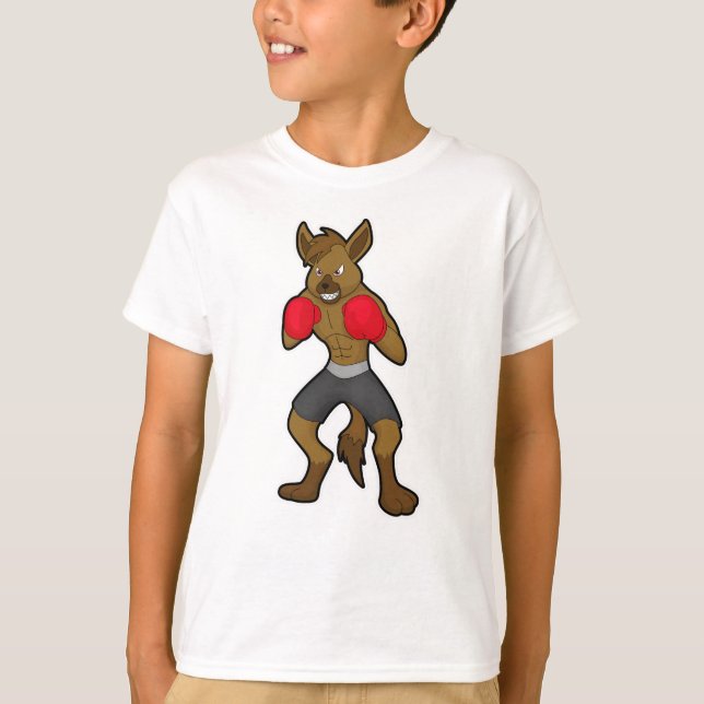 Camiseta Hiena en boxeo con guantes de boxeo (Anverso)