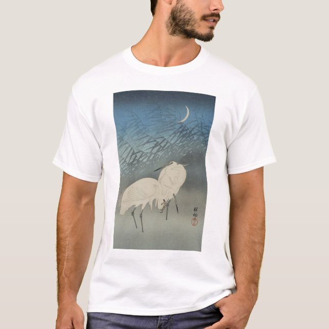 Camiseta Hierbas blancas y luna, Ohara Koson (Anverso)