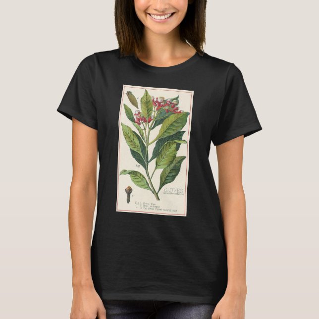 Camiseta Hierbas Especias Comida Antigua, Clavos Planta (Anverso)