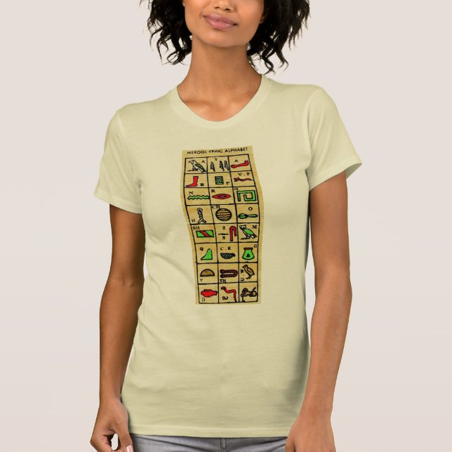 Camiseta Hieroglyphics egipcios, símbolos alfabéticos (Anverso)