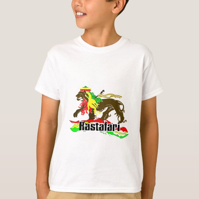 Camiseta Hierro de Rasta del reggae, león, Zion 2 (Anverso)