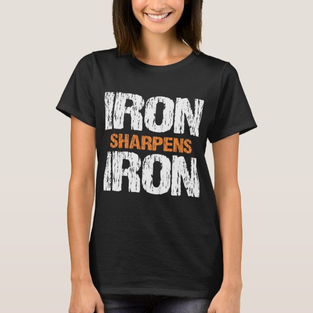 Camiseta Hierro Sharpens Plano Cristiano Trabajo Iron Sharp (Anverso)